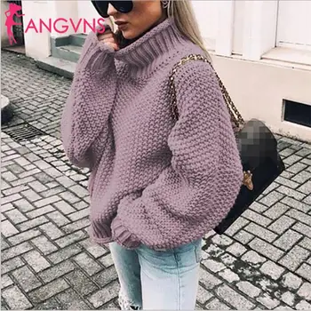 

Women Fashion Turtleneck Long Sleeve Solid Winter Causal Casual Sweater