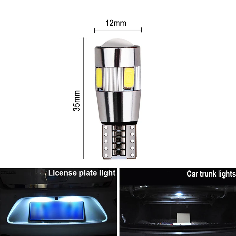2x Car 5W5 LED Bulb T10 W5W LED Signal Light Canbus 12V 6000K Auto Claerance Wedge Side Reverse Lamps 5630 6SMD Blue No error