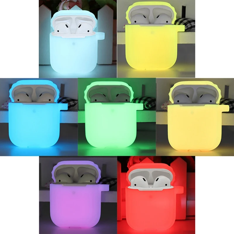 

Silicone Protective Case For Apple Airpods Glowing In Dark Luminous Shockproof Protector Sleeve For Airpods