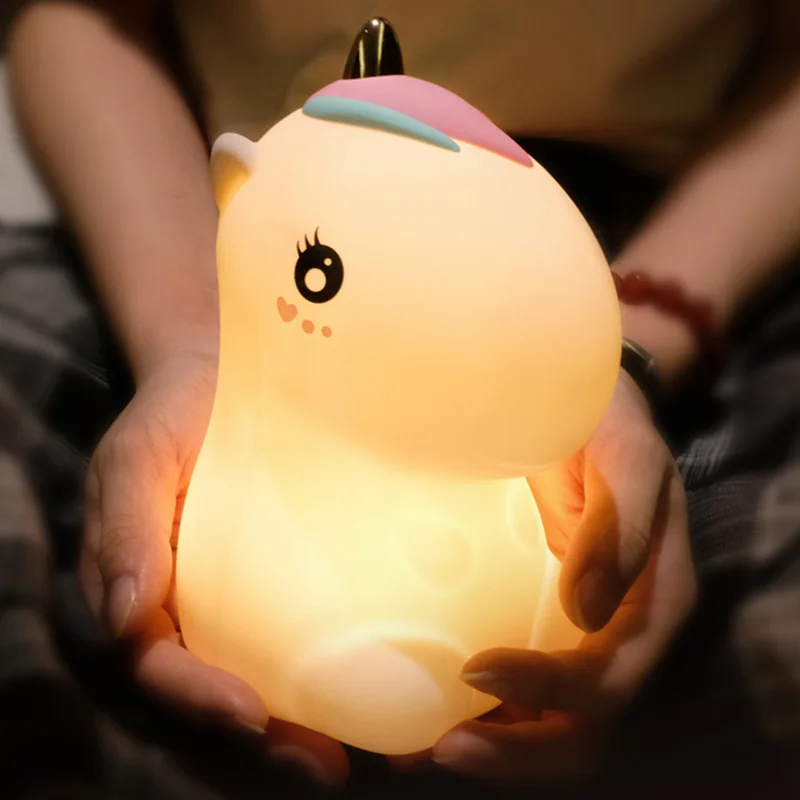 Unicorn LED Night Light Touch Sensor Colorful USB Rechargeable Cartoon Silicone Bedroom Bedside Lamp for Children Kids Baby Gift|LED Night Lights| - AliExpress