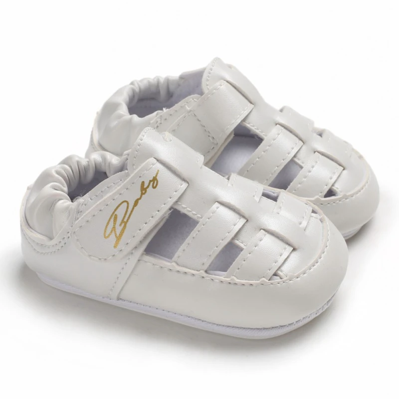 Белый PU Baby Boy Shoes Summer Sandals For Toddler Letter Baby Boys Shoes Breathable Anti-Slip Hollow Beach Shoes - Цвет: Белый