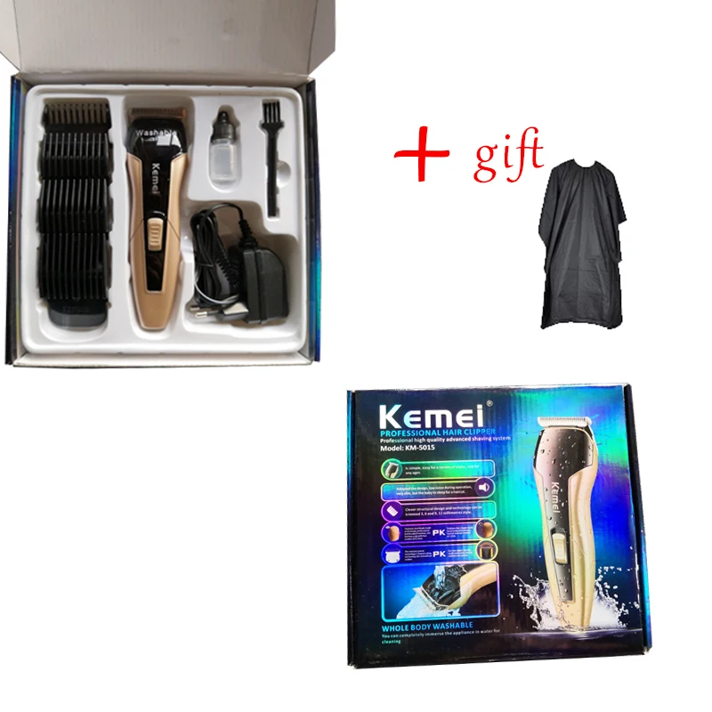 KM-5015-with gift Kemei триммер для волос Беспроводная стрижка электрическая машинка для стрижки мужской триммер для бороды Уход за лицом Водонепроницаемая машинка для стрижки волос профессиональная 5 - Цвет: KM-5015-with gift