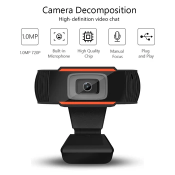 

720P Webcam USB Web Camera with Microphone For Live Streaming Online Teaching Video Calling Conferencing Gaming