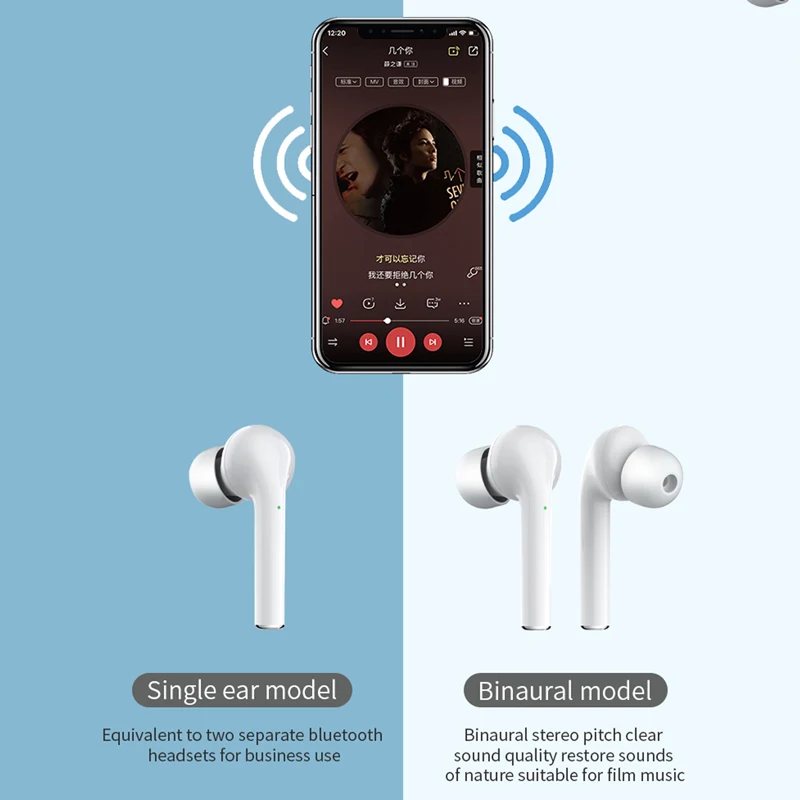 J3 V5 2 bluetooth earphone smart LCD display high quality wireless earphone headphone noise cancelling touch sports earbuds