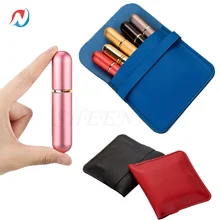 

Sheenirs 5pcs 5ml Mini Portable Refillable Perfume Atomizer with Leather Bag Mini Perfume Atomizer with Package Empty Cosmetics