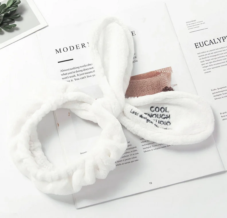 Photo Color Wholesale 6pc/lot Cute rabbit ears mask wash hair band cartoon bunny hair band wash wash hair band - Цвет: Photo Color