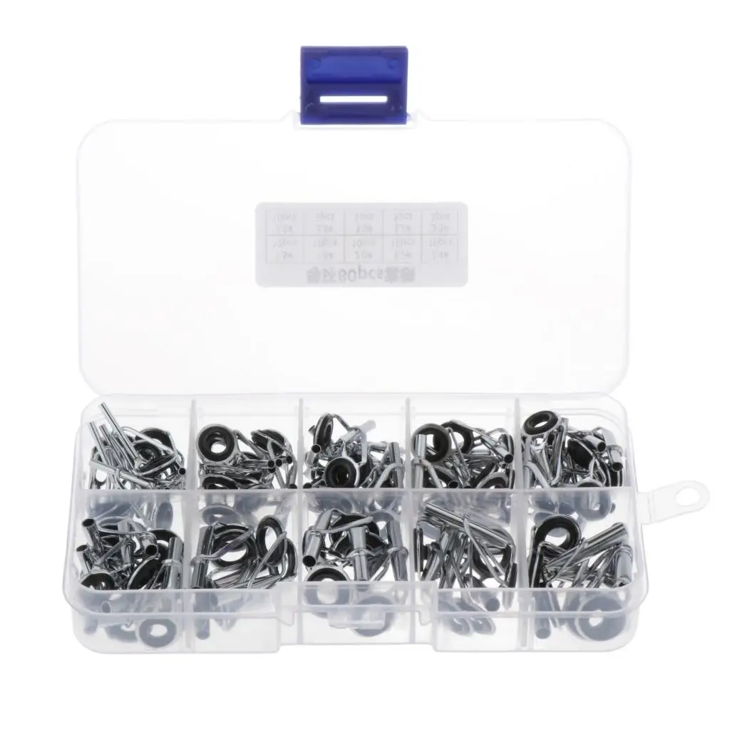 Stainless Steel Spinning Rod Guides Tip Ceramic Guides with Eyelets, Fishing Rod Guides Replacement Parts Repair Kit with Box