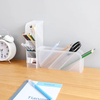 

4 Grid Office Debris Storage Box multi-function Cosmetics Storage Rack Transparent Pen Pencil Storage Box Desk Storage Box