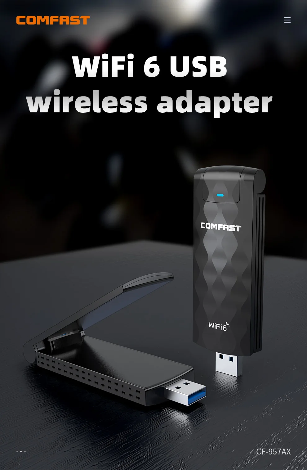 Wifi Extender Nuovo Wifi 6 Usb Adapter 1800Mbps 2.4Ghz/5.8Ghz Wi-Fi Scheda Di Rete 11Ax Wi Fi Dongle Per Il Computer Portatile Del Pc Finestre 7/10/11