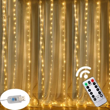 

3M LED USB Power Remote Control Curtain Fairy Lights Christmas Garland Lights LED String Lights Party Garden Home Wedding Decor