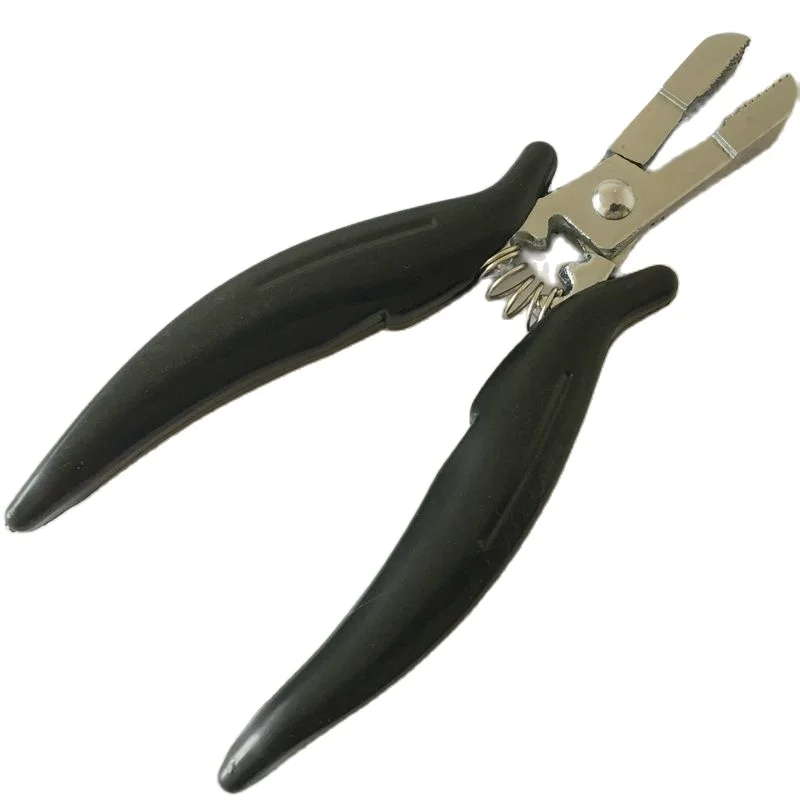 1Pc Black Flat Shape Plier with Small Grooves Pre-Bonded Hair Extension Clamp