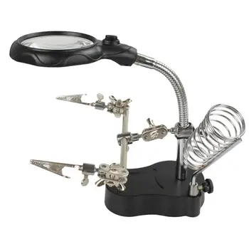 

Welding Magnifying Glass with LED Light 3.5X-12X lens Auxiliary Clip Loupe Desktop Magnifier Third Hand Soldering Repair Tool