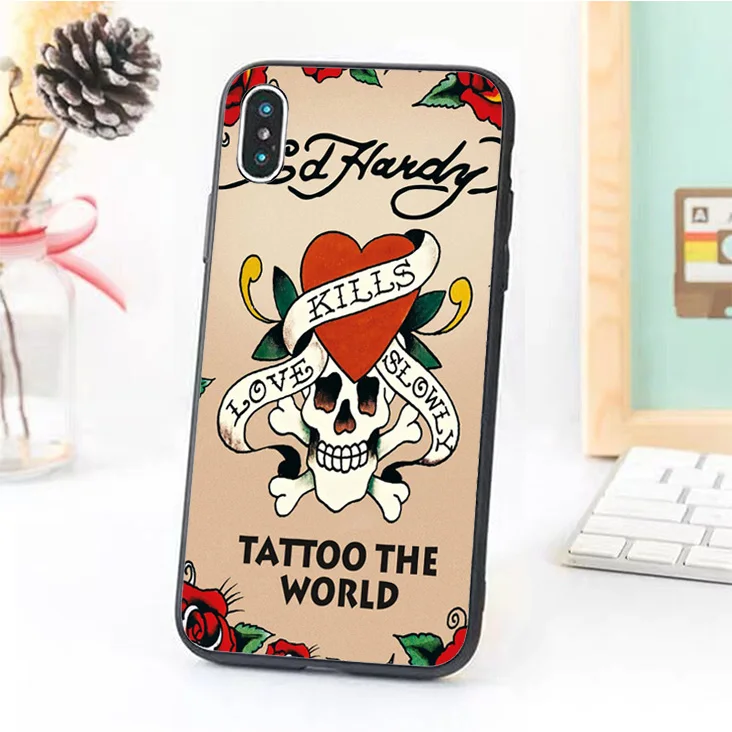 

Bernandez TPU Skin phone case cover for iPhone 5 5s SE 6 6s 7 8 plus X XR Xs Max Ed Hardy Tattoo