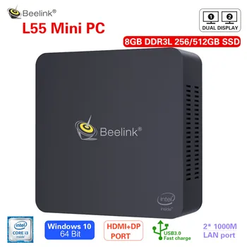 

Beelink L55 i3 5005U Mini PC Windows 10 8GB DDR3L 256GB PC 2.4+5.8GHz Dual WiFi BT4.0 HDMI+DP fast charge USB3.0 Dual Display