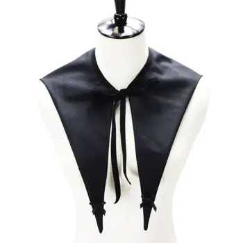 

Vintage Gothic Women Detachable Black False Collar Pointed Triangle Neckwear Bowknot Lace-Up Lapel Shirt Fake Blouse Photo Props