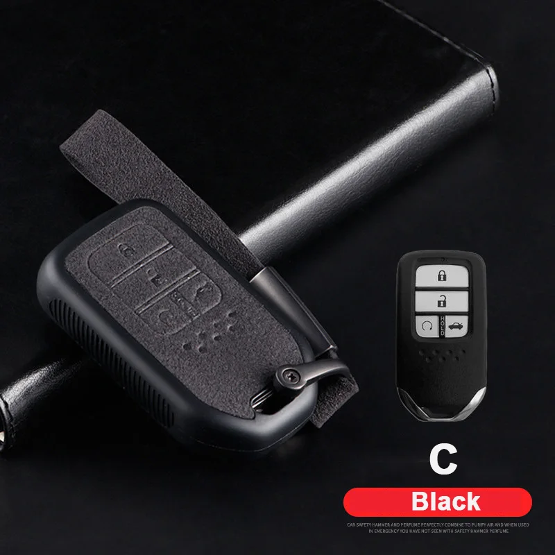 C black Автомобильный Брелок-чехол для дистанционного ключа чехол держатель Защита для Honda Accord Civic Odyssey CRV Pilot HRV Vezel City Автозапуск - Название цвета: C black
