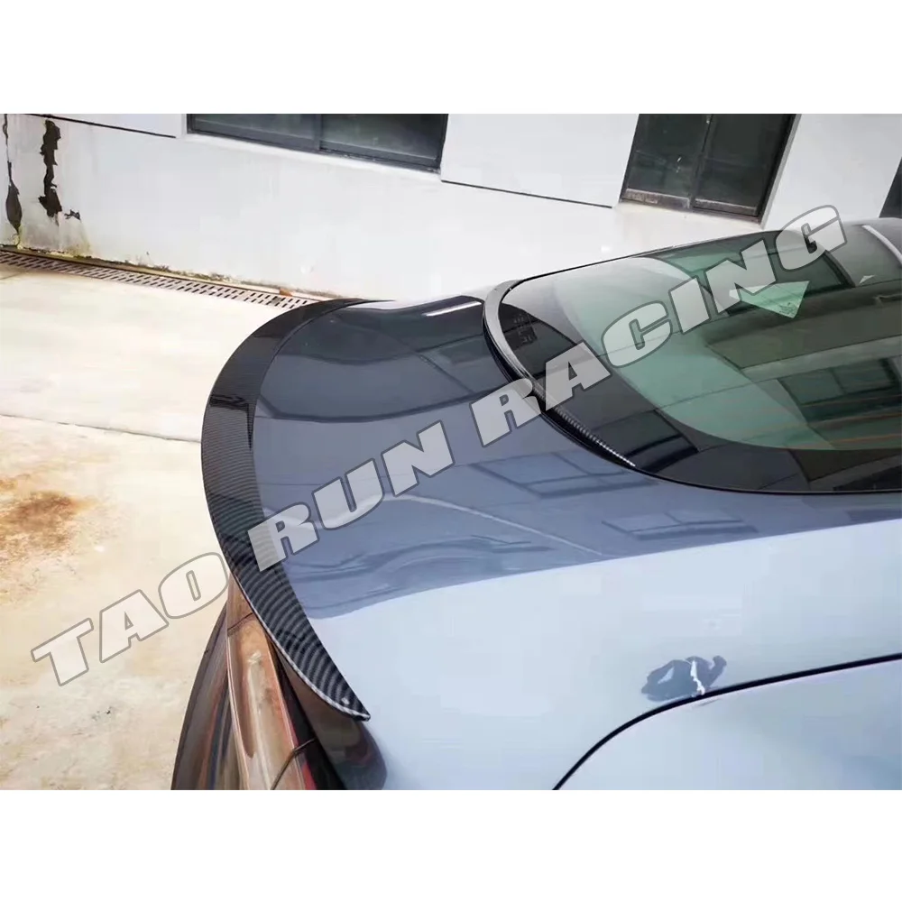 P Стиль Настоящее углеродного волокна спойлер на задний багажник, крыло для Tesla модель 3 UP