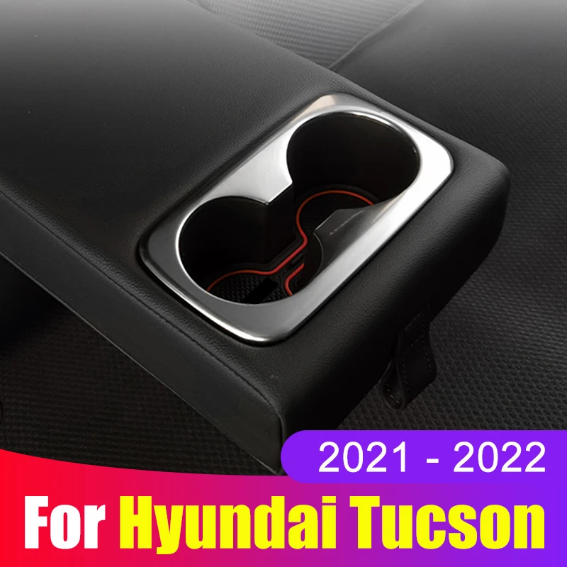 For Hyundai Tucson 2022 Stainless steel black Rear Water Cup Holder