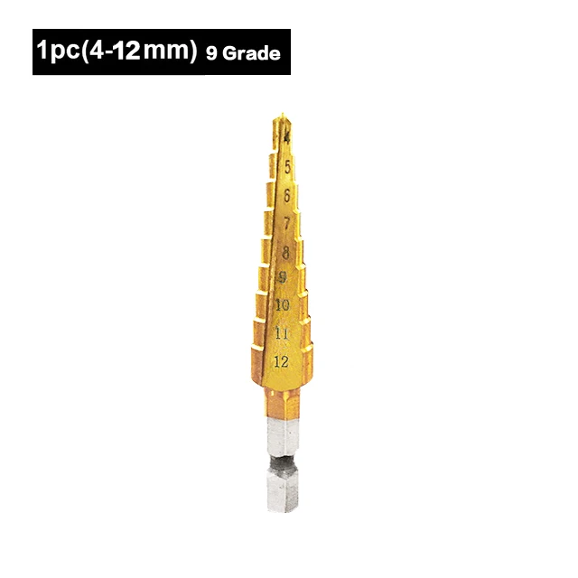4-12MM ( 9 class ) 4-32 мм HSS 4241 с шестигранным хвостовиком Коническое титановое ступенчатое конусное сверло металлический Дырокол Мини дрель аксессуары для электроинструментов - Цвет: 4-12MM ( 9 class )