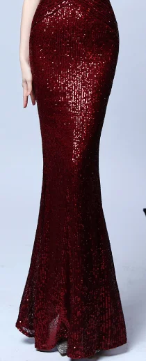 Вечернее платье с v-образным вырезом и половинным рукавом, вечерние платья,, сексуальное, расшитое блестками, длина до пола, Русалка, официальное платье, халат De Soiree K009 - Color: Burgundy