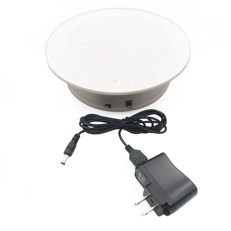 White with US plug 20cm 360 Degree Electric Rotating Turntable Display Stand for Photography Max Load 1.5kg video shooting props Turntable Battery - Цвет: White with US plug