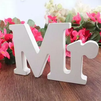

Mr & Mrs English Wooden Letter Decoration Couple Wedding Solid Supplies Signboard Decoration Party Wedding Table Props X0D7