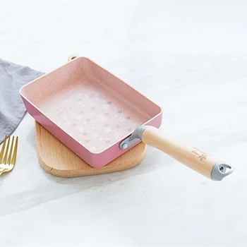 

Home Kitchen Cooking Tool Pancake Tamagoyaki Frying Omelette Pan Japanese Style Rectangle Flat Base Non Stick Easy Clean
