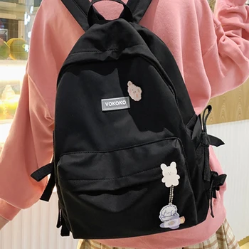 

JOYPESSIE Women Backpack Kawaii Waterproof For Teenage Girls Nylon Schoolbag Fashion Men Black Travel Bag Bagpack Mochila