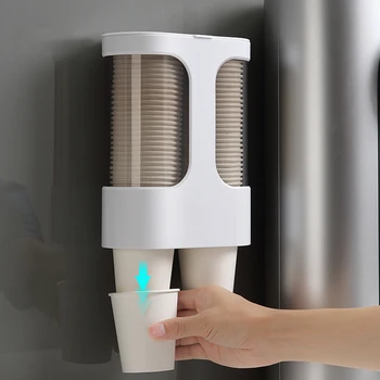 

Water Dispenser Cup Holder Double-slot Disposable Cup Rack Automatic Paper Cup Storage Rack Pull Type Dispenser Shelf