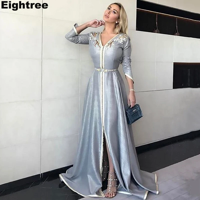 

Eightree Moroccan Caftan Evening Dresses Lace Appliques Special Occasion Dresses Algerian Outfit Muslim Evening Party Gowns