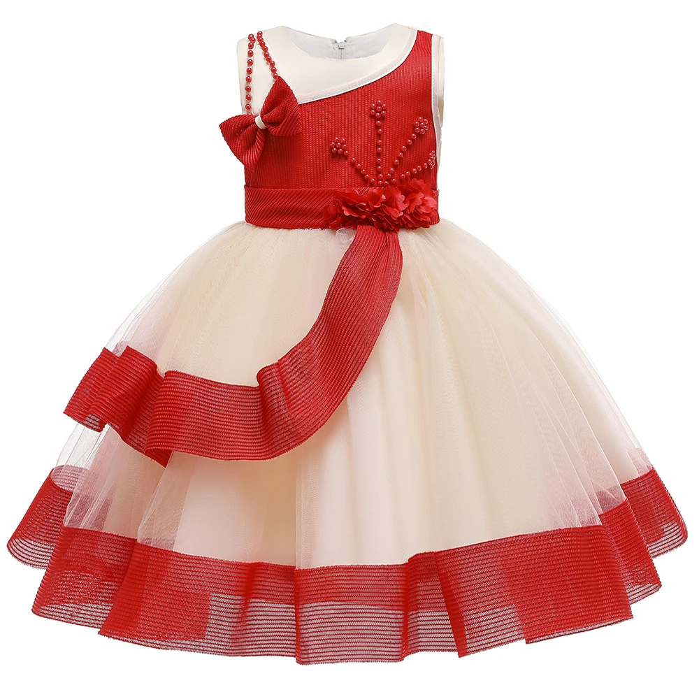 2021 Summer Dress For Girls Beading Flower Ball Gowns Costume Kids Girl Birthday Princess Wedding Party | Детская одежда и обувь