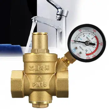 

DN20 NPT 3/4'' Regulator Brass Water Pressure Regulator Reducer PN 1.6 Adjustable With Gauge Meter for Hydraulic/Water Purifier