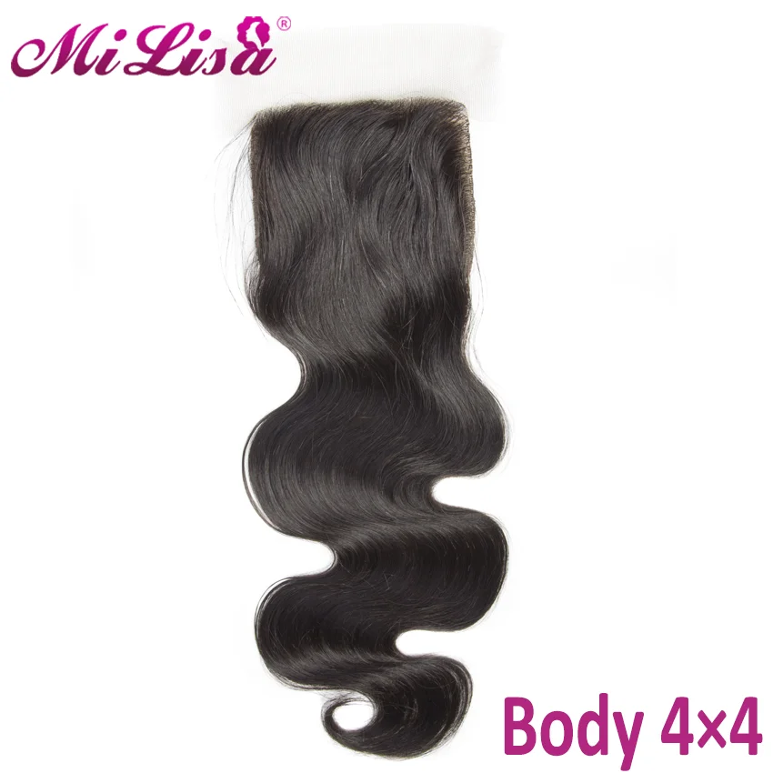 Silk Base Lace Closure 4×4 Curly Silk Top Human Hair Closure Body Wave Brazilian Remy Human Hair Extensions with Baby Hair