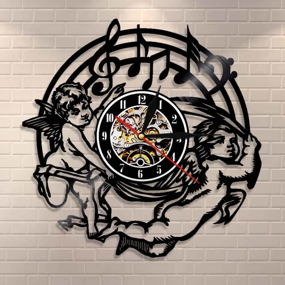 Music Notes Wall Clock Angel Kids Vinyl Record Clock Modern Baby Angels Wall Art Decorative Musical Angels Clocks Music Lovers Music Notes Wall Clock Angel Kids Vinyl Record Clock Modern Baby Angels Wall Art Decorative Musical Angels Clocks Music Lovers