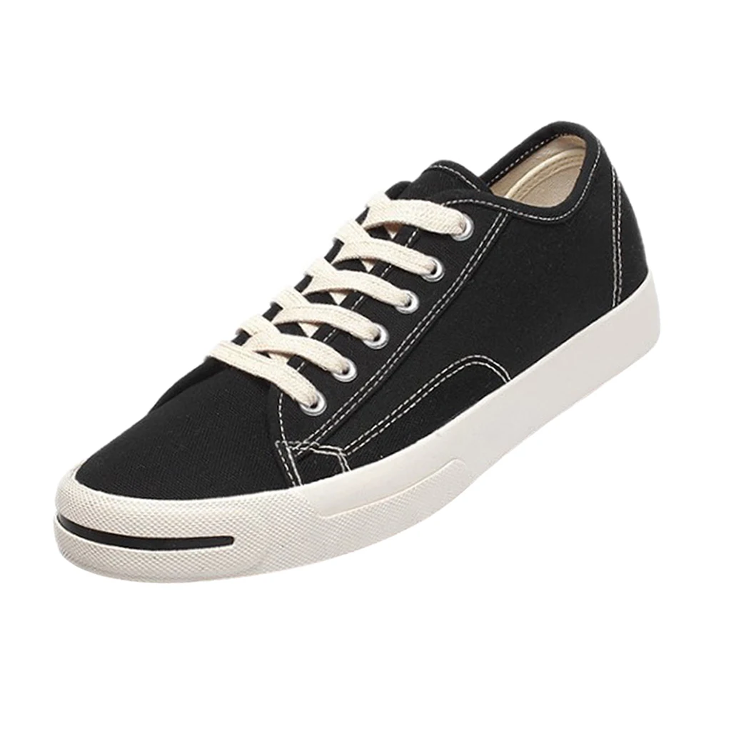 Черный New Mens Womens Girls Flat Lace up Plimsolls Canvas Trainers Shoes Size - Цвет: Черный