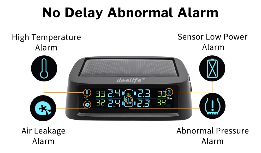Deelife солнечная система контроля давления в автомобильных шинах, сигнализация, автоматическое умное управление, внешний внутренний беспроводной датчик давления в шинах
