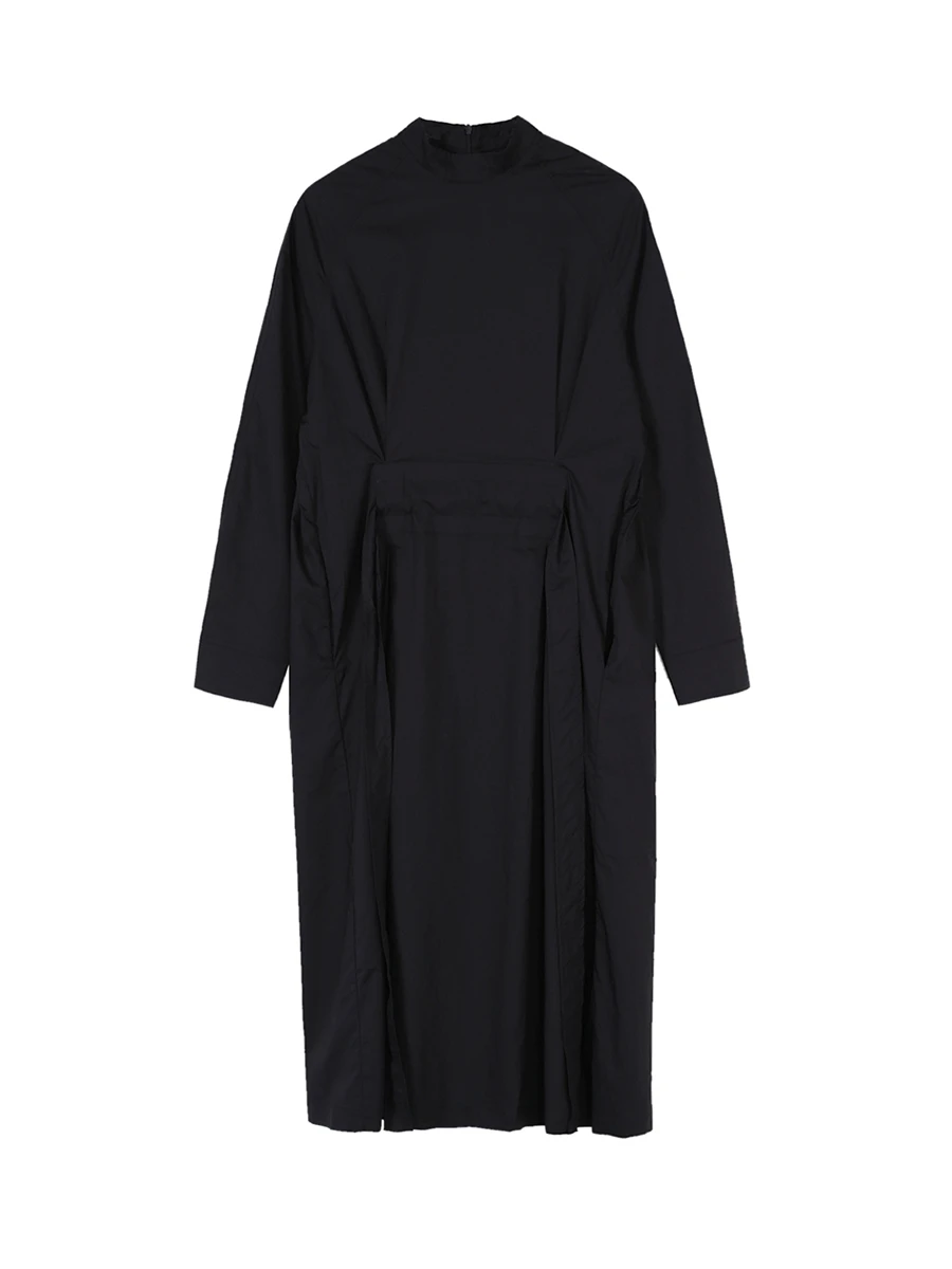 Осенняя мода Женская длинная рубашка платье темно CDG стиль yohji yamamoto шоу одежда с длинным рукавом черная рубашка платье дизайн стиль - Цвет: Черный
