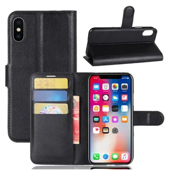 

100pcs Newest Flip leather Litchi pattern Clamshell Wallet case for Phone xr xs max X 7 8 6s plus 5 With dhl free shipping