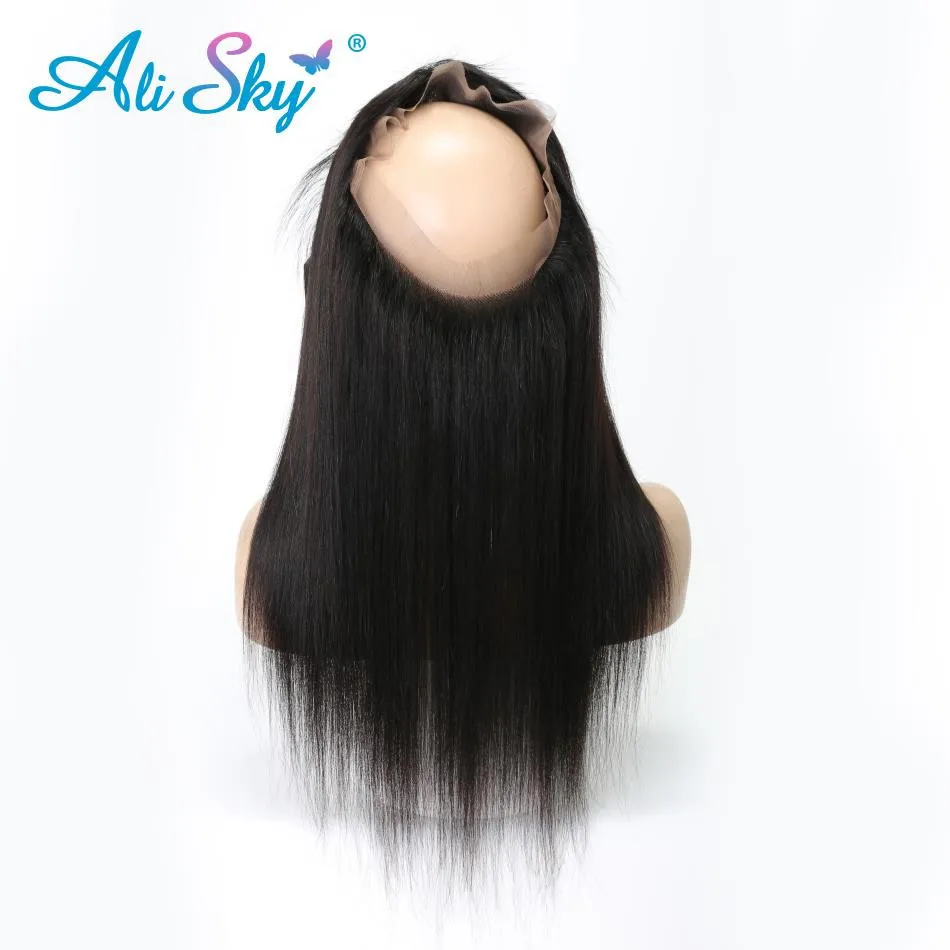 Ali Sky, бразильские прямые волосы, 3 пряди, с 360, на шнуровке, лобовое закрытие, предварительно выщипанные волосы remy для наращивания, человеческие волосы