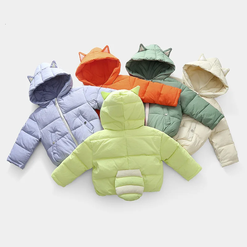 

2019 New Winter Child Down Jackets Small And Medium Children Cartoon Hoode Down Jackets Fashion Solid Loose Coat 1947