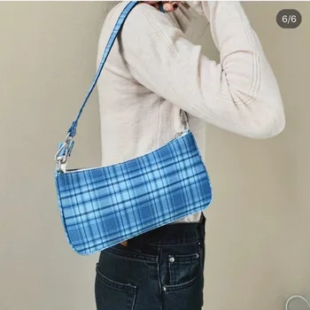 

Bag women 2020 fashion all-match one shoulder messenger bag underarm bag new retro plaid baguette bag womens bags handbags