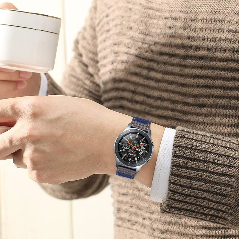 Ремешок 22 мм для samsung S3 Frontier Galaxy watch 46 мм huawei watch gt 2 band Amazfit GTR 47 мм кожаный браслет+ нейлоновые аксессуары