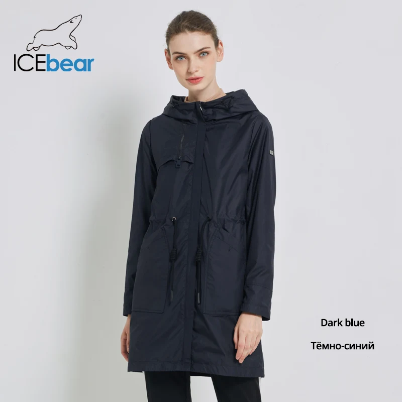 G425 ICEbear осень Новая женская ветровка с капюшоном Женская куртка модная повседневная женская одежда свободная длинная одежда GWF19023I - Цвет: G425