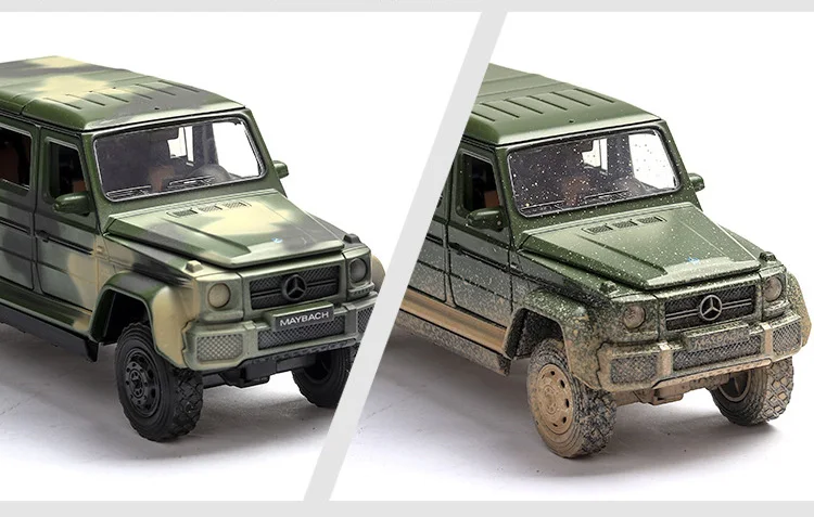 Горячая масштаб 1:32 колеса литой автомобиль военный внедорожник benz Maybach G650 металлическая модель с светильник со звуком вытяните назад автомобиль игрушки из сплава