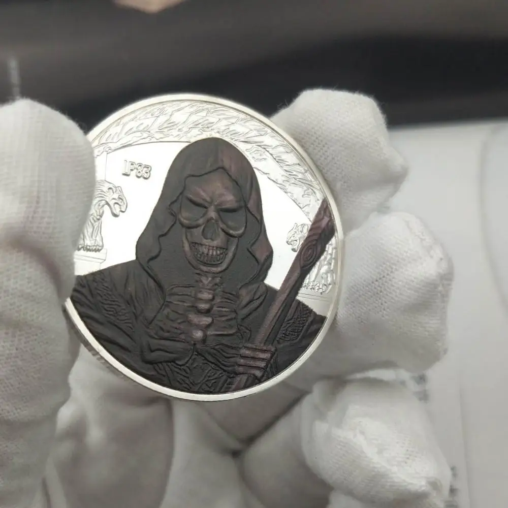 Grim Reaper монета с черепом Посеребренная ужасные монеты на Хеллоуин сувенирная