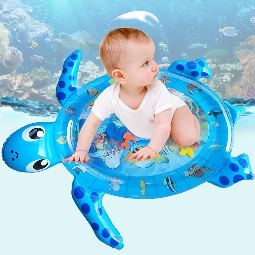 

NEW Inflatable Baby Kids Water Mat Floating Water Mat Turtles Pattern Pad Splash Pad Water Filled Cushion Fun Activity