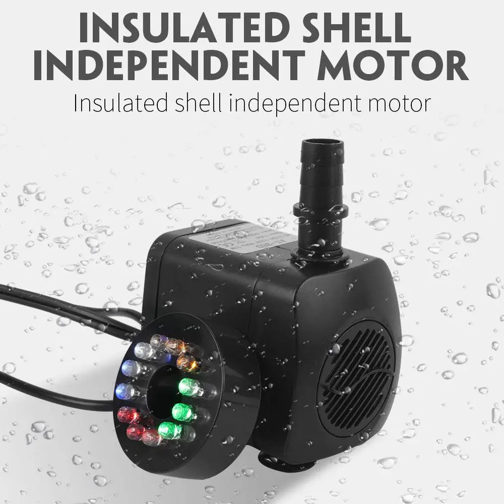 Fonte de Água Submersível Elétrico Fonte Bomba Moda Colorido Oxigênio 220gph 2 Bocais Piscina 15 w 9 Cheap Luzes subaquáticas