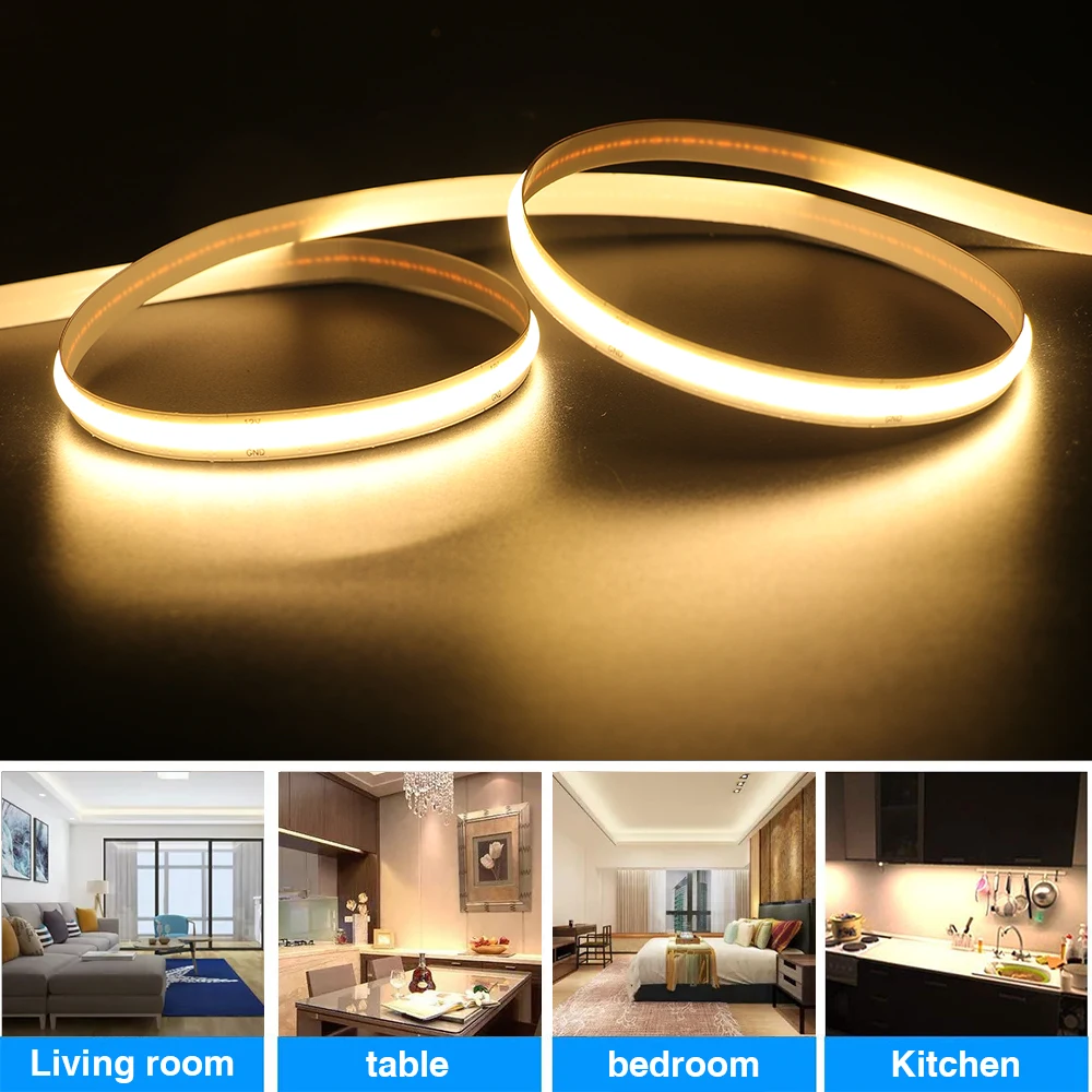 Tira de luces LED COB con alimentación USB, 320 LEDs, alta densidad, FOB,  COB, Flexible, RA90, CC, 5V, regulable, cuerda de Luz lineal - AliExpress