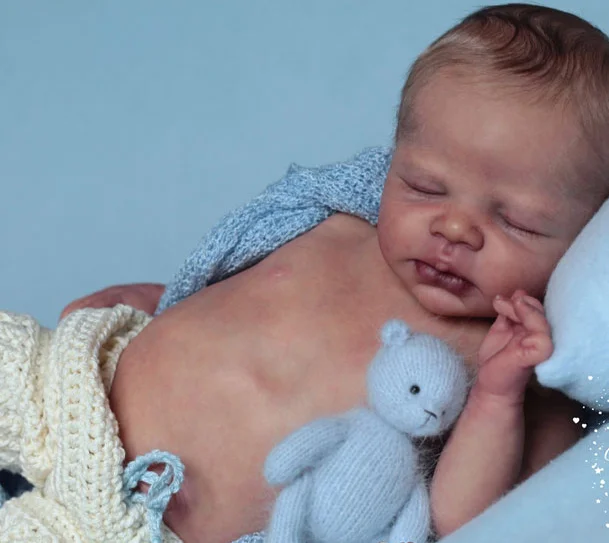 NPK 16inch Reborn Doll Kit Zendric Lifelike Sleeping Newborn Unfinished Doll Parts with Body