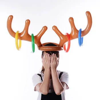 

Inflatable Reindeer Hat Antler Ring Toss Party Game Toys Kid Child Christmas Gift Fun Eject